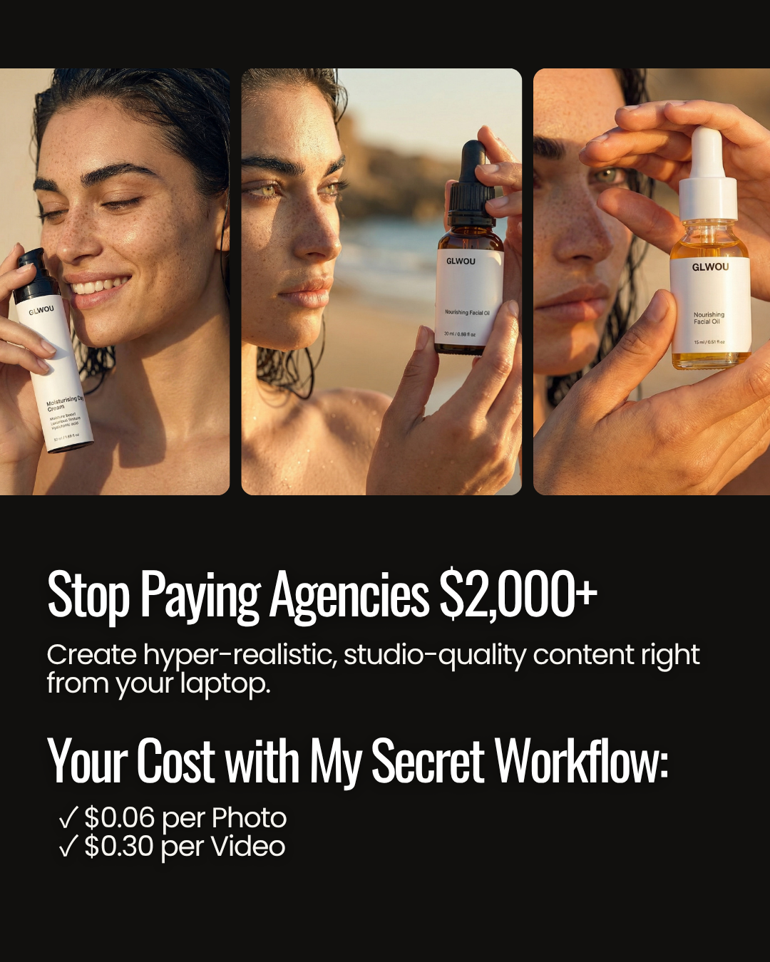 PREMIUM SHOPIFY BRAND: GLWOU.COM (Rare 5-Letter Domain). 59 Products. Integrated US/EU Supplier. Full 3d AI Influencer "Lumia Costa". FDA Compliant. Automated.